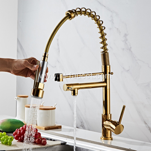 Countertop installation pull-out kitchen gold spring faucet